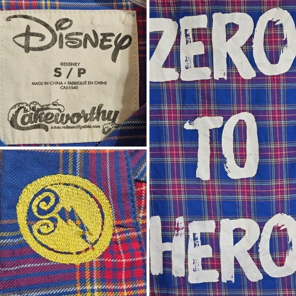 Disney X Cakeworthy Hercules Hero To Zero Long Sleeve Flannel Shirt Women's S‎